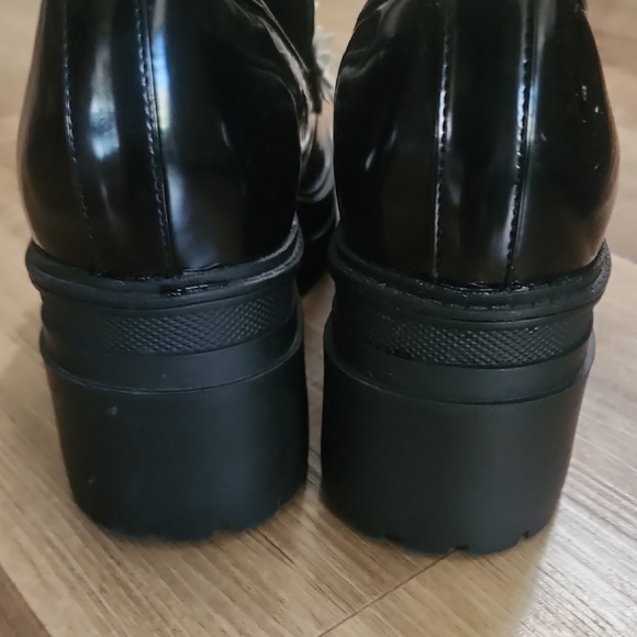 ASOS Black Platform Loafers Daisy Floral Appliqué Chunky Heel Slip-On Shoes - Picture 4 of 9